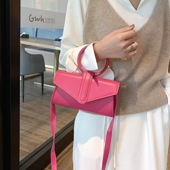 Colorful Round Handle Small Crossbody Bag Purse White - Picture 7 of 7